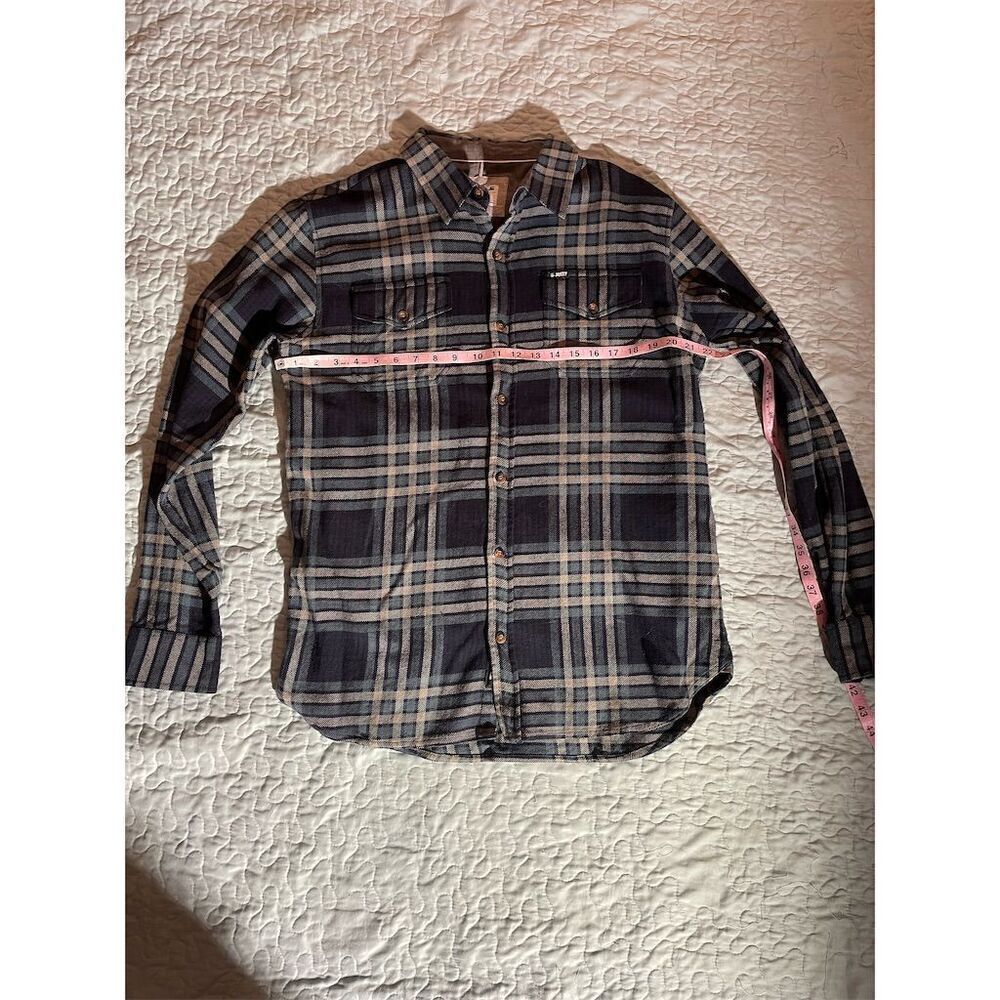 Men's Navy and Gray Plaid Button-Down Shirt - Picture 1 of 7